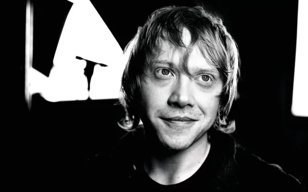 Black & White English actor Celebrity Rupert Grint HD Desktop Wallpaper | Background Image