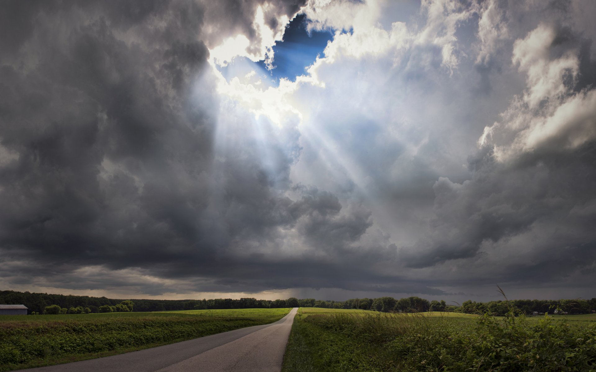 Sun Rays Through Clouds Wallpaper