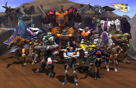 A dynamic HD wallpaper featuring characters from the TV show Beast Wars: Transformers, showcasing a diverse group of Transformers in a vibrant, action-packed setting.