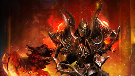 4K Ultra HD PC desktop wallpaper featuring a fiery armored warrior from the video game Battle of the Immortals, set against a blazing, intense background.