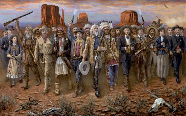Artistic Western Native American Buffalo Bill Wild Bill Hickok Billy The Kid Sitting Bull Calamity Jane Wyatt Earp Geronimo Theodore Roosevelt Jeremiah Johnson Annie Oakley Butch Cassidy Sundance Kid Jesse James George Custer Doc holiday HD Wallpaper | Background Image
