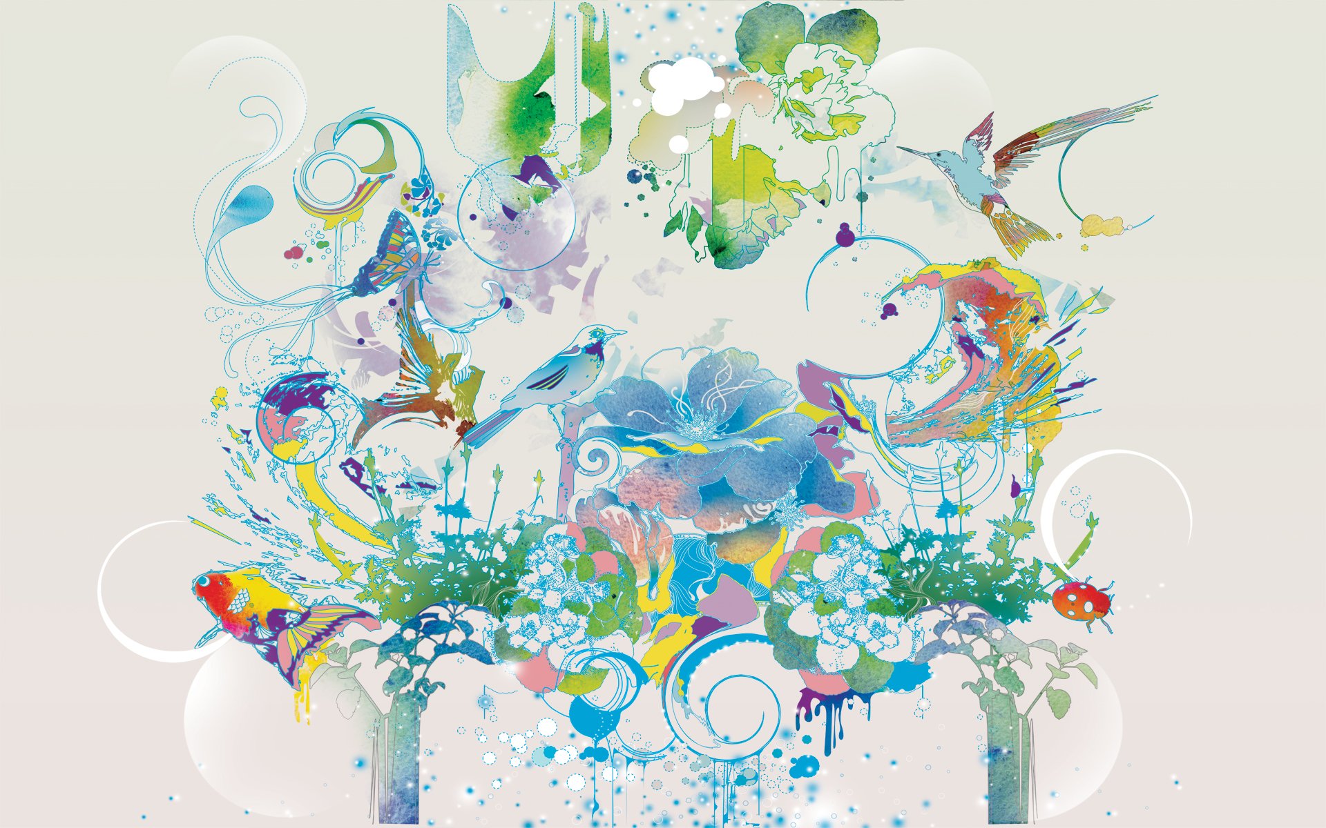 Whimsical Vector Garden — Artistic HD Wallpaper | 1920x1200 | Wallpaper ...