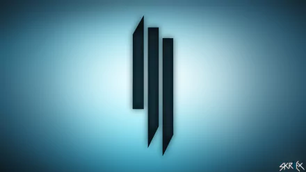 HD desktop wallpaper featuring the iconic Skrillex logo against a cool blue background, capturing the essence of electronic music energy and style.