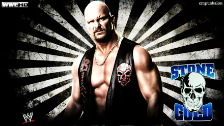 HD desktop wallpaper of WWE superstar Stone Cold Steve Austin with a radiant background.