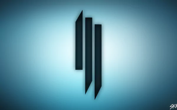 HD desktop wallpaper featuring the iconic Skrillex logo against a cool blue background, capturing the essence of electronic music energy and style.