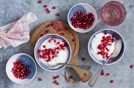 pomegranate food yogurt HD Desktop Wallpaper | Background Image