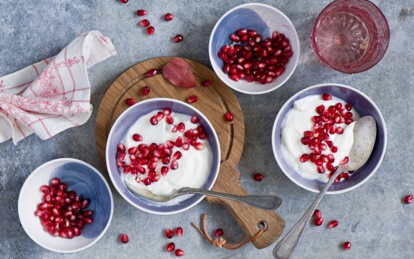 Food Yogurt Pomegranate HD Wallpaper | Background Image