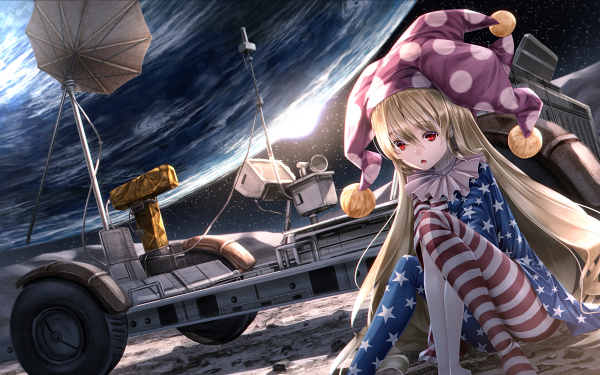 Anime Touhou Clown Clownpiece Moon Earth Space HD Wallpaper | Background Image