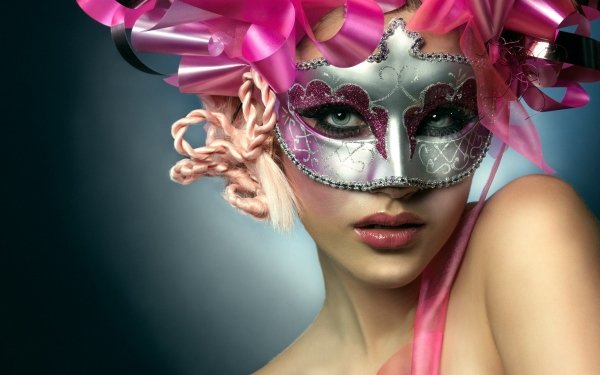 Photography Mask Close-Up Ribbon Blonde Green Eyes HD Wallpaper | Background Image
