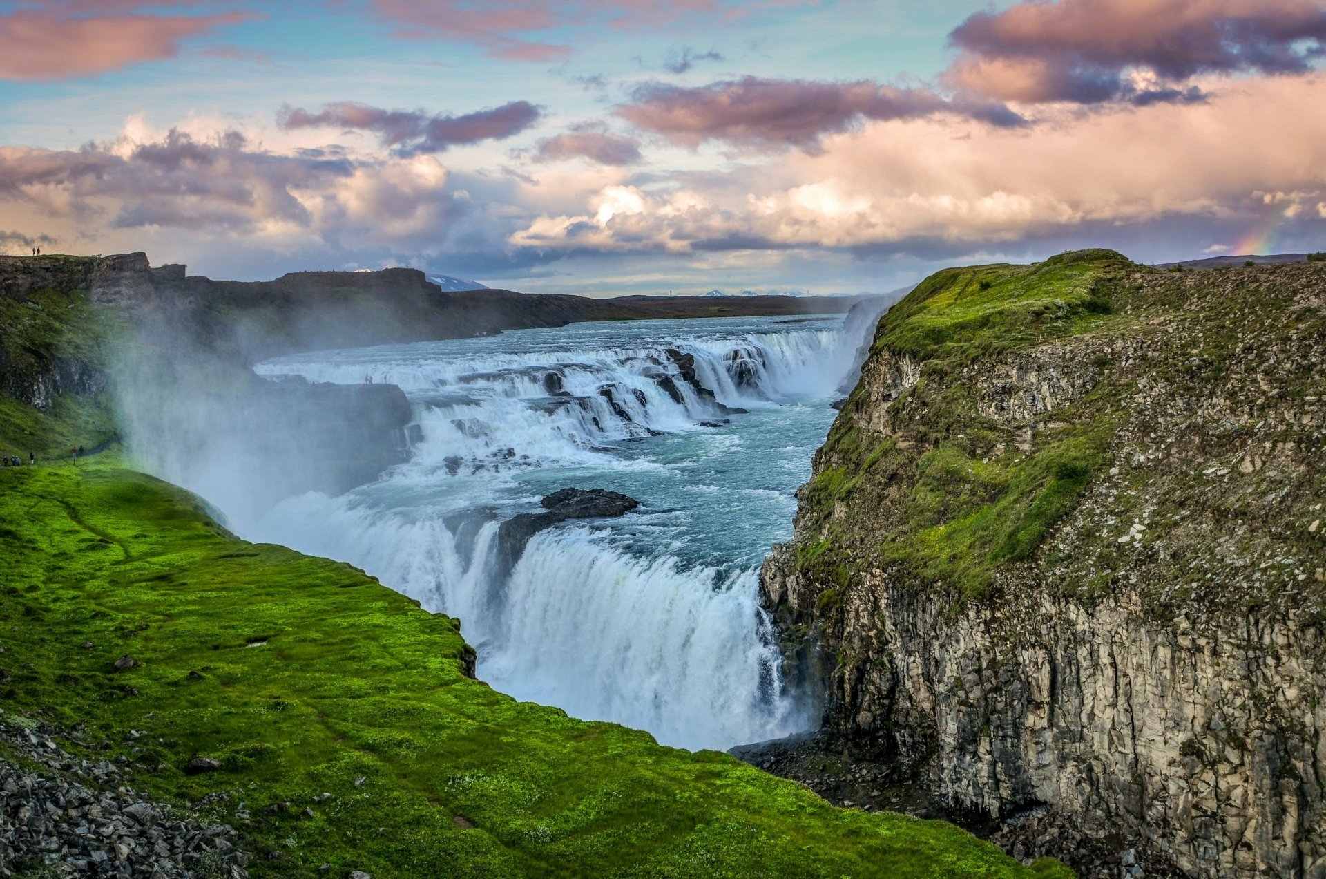 Download Mountain Waterfall Nature Gullfoss HD Wallpaper
