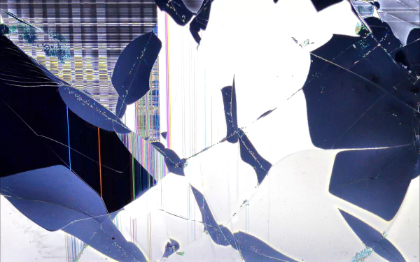 HD desktop wallpaper featuring a jagged, cracked screen with bright lines and distorted patterns, emphasizing a technology theme.