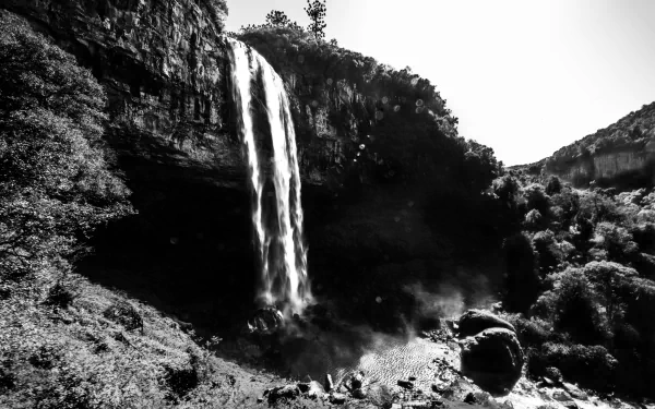 Black & White Brazil nature waterfall caracol falls HD Desktop Wallpaper | Background Image