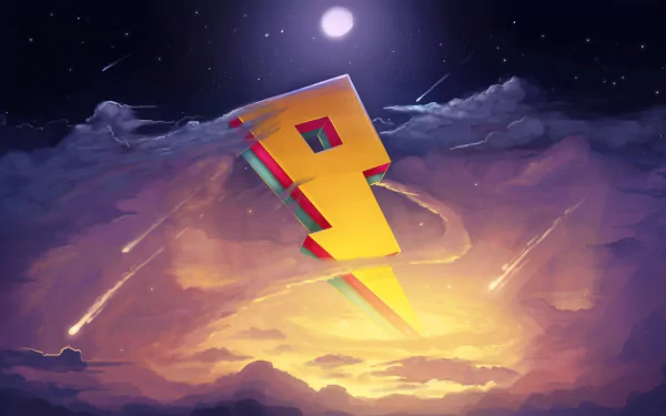 HD PC desktop wallpaper featuring the Proximity music label logo glowing above clouds with a night sky and moon, capturing the essence of music and the Proximity brand.