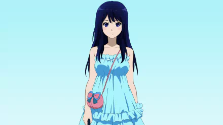 Reina Kousaka from Sound! Euphonium in a light blue dress, set against a clear sky in a 4K Ultra HD anime desktop wallpaper.