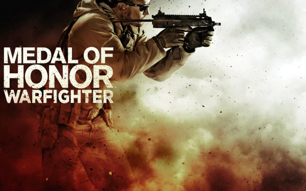 HD desktop wallpaper featuring a soldier aiming a rifle in the military video game Medal of Honor: Warfighter.