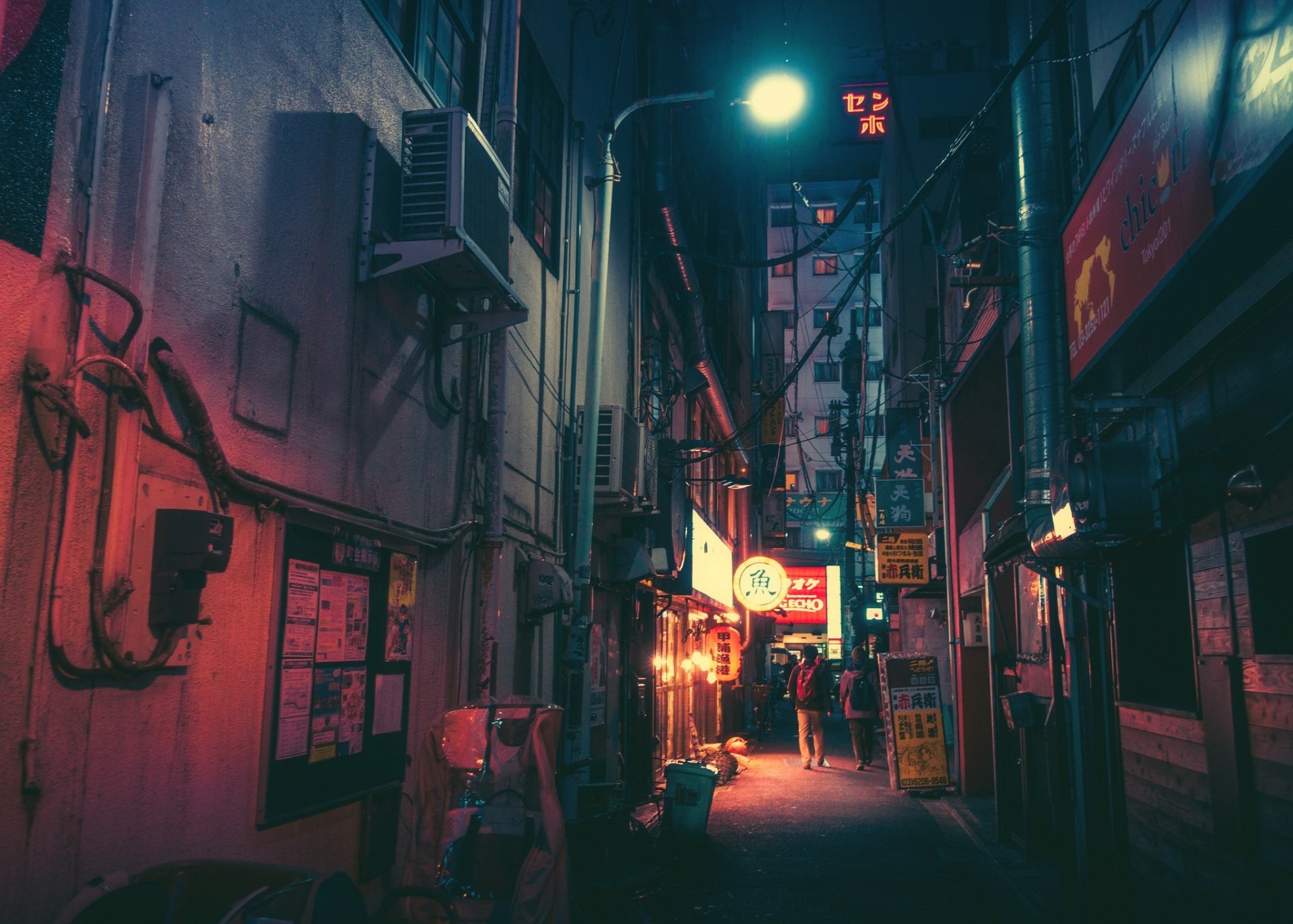 Download Light Building Alley Neon Japan Man Made City HD Wallpaper