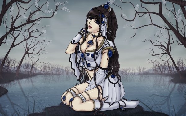 Fantasy Women Black Hair Long Hair Blue Eyes HD Wallpaper | Background Image