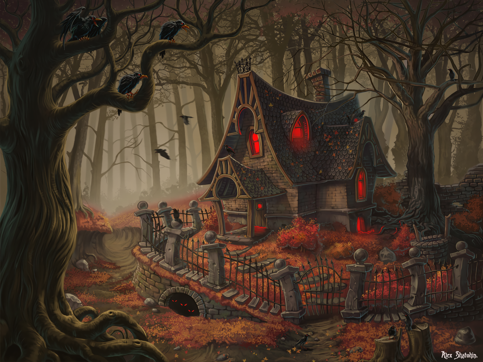 Haunted House in Forest Wallpaper and Background Image | 1639x1229 | ID