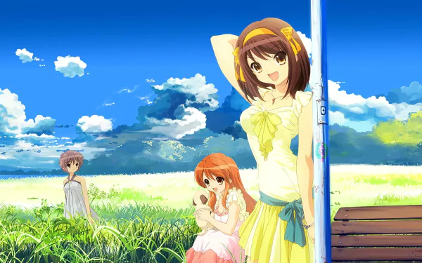 Mikuru Asahina Yuki Nagato Haruhi Suzumiya long hair Anime The Melancholy of Haruhi Suzumiya HD Desktop Wallpaper | Background Image