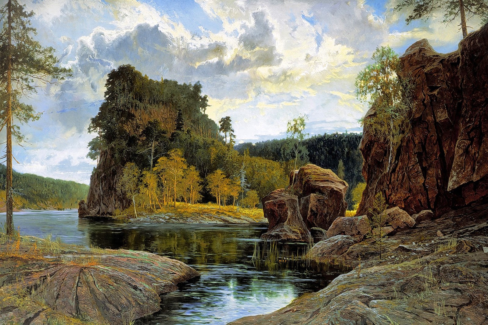 Autumn Landscape Painting by Aleksandr Afonin