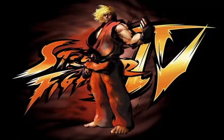 High-definition desktop wallpaper featuring a character from the video game Street Fighter, showcasing dynamic action against a striking background.