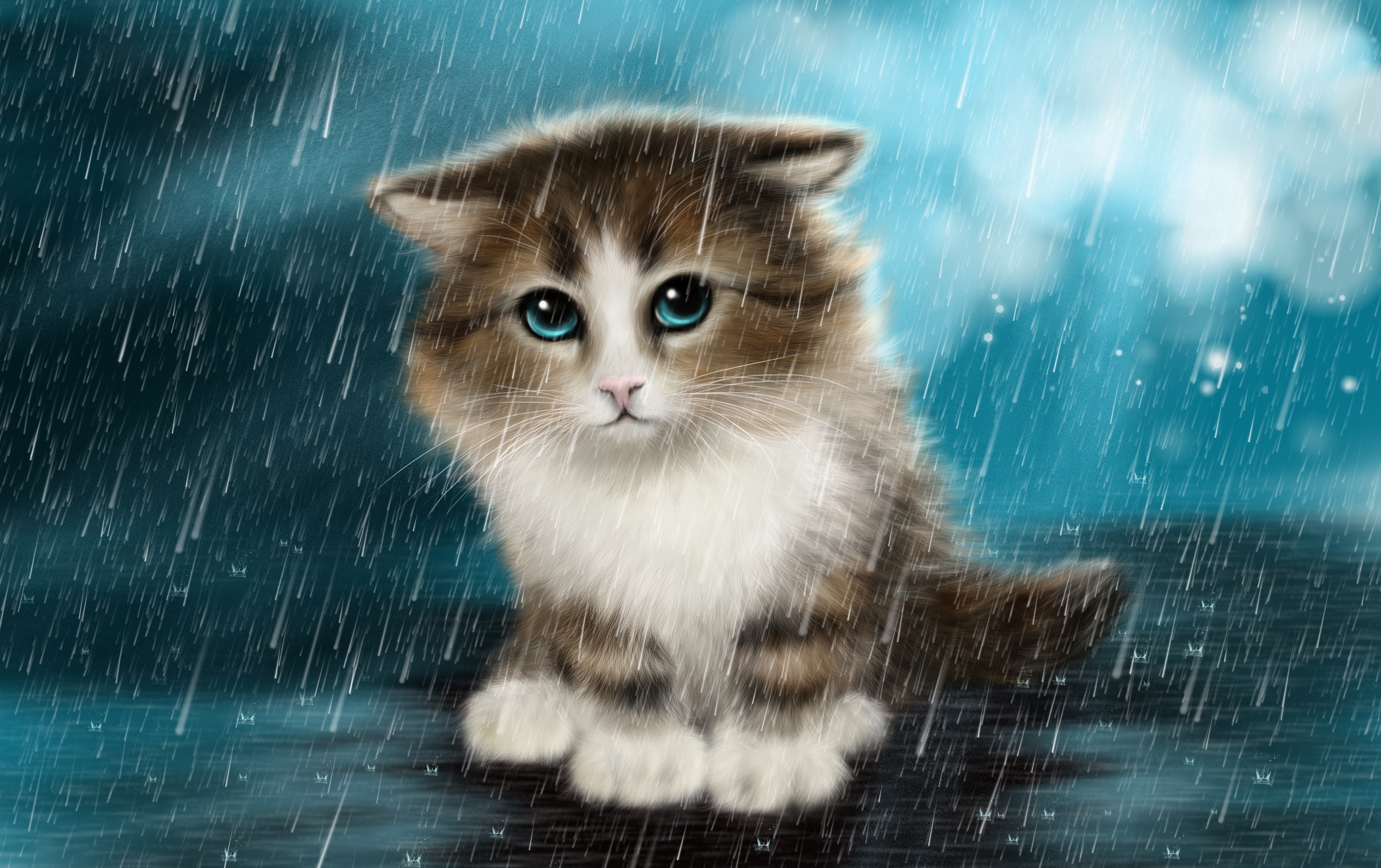 Cute Kitten in the Rain Fond d'écran HD | Arrière-Plan ...