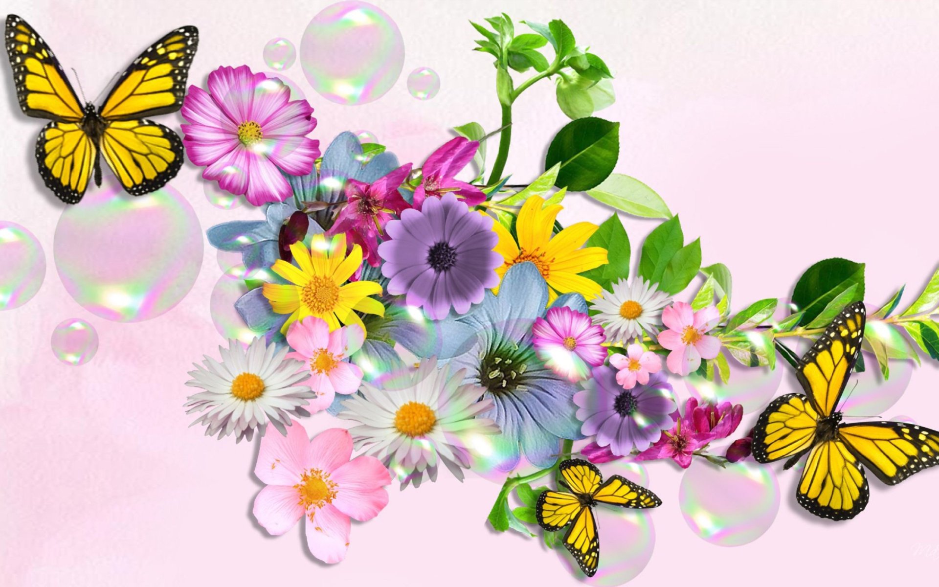 Download Flowers and Butterflies HD Wallpaper | Background Image ...