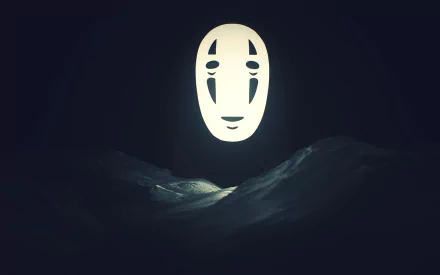 HD desktop wallpaper featuring No-Face from Spirited Away, centered against a dark, shadowy backdrop.