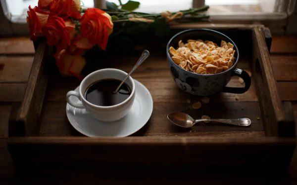 rose cereal cup coffee food breakfast HD Desktop Wallpaper | Background Image