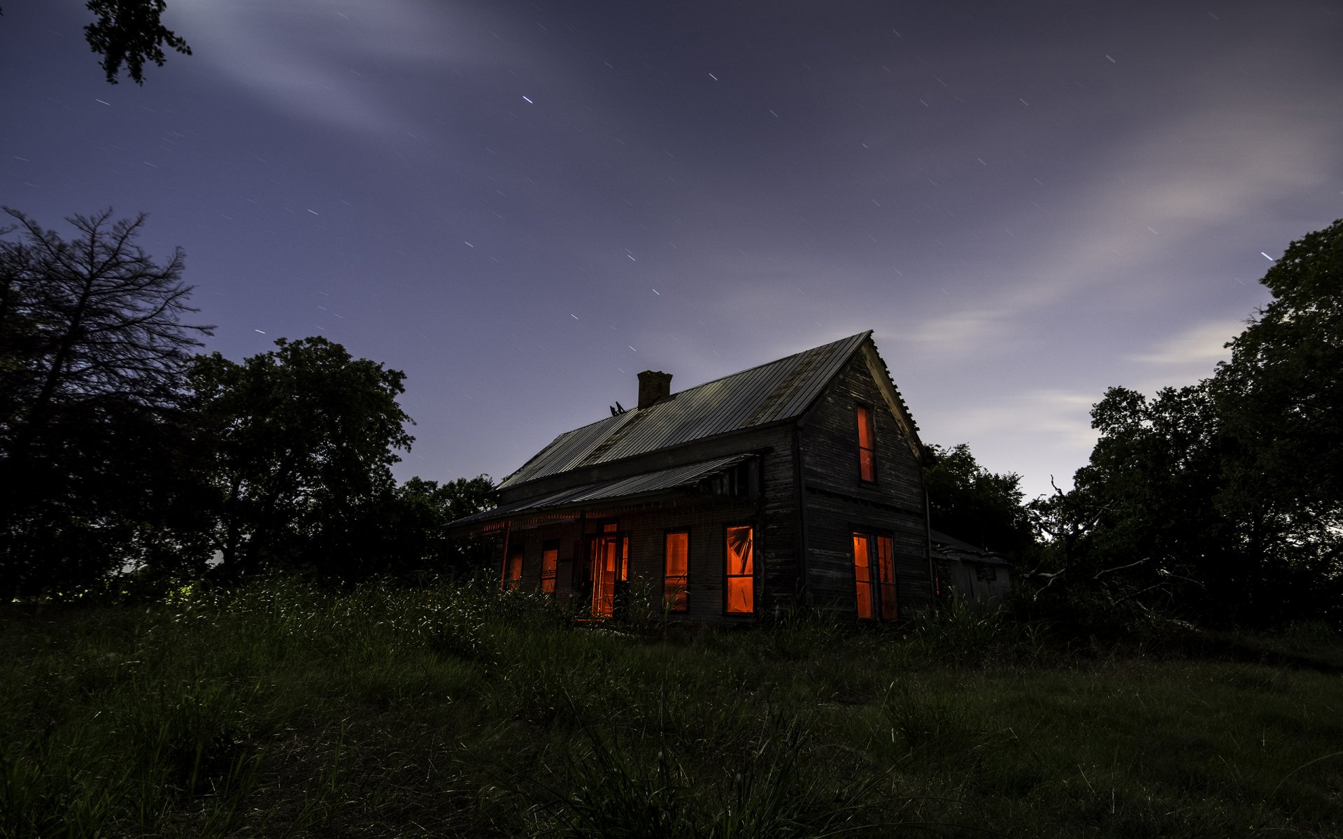 Illuminated House At Night