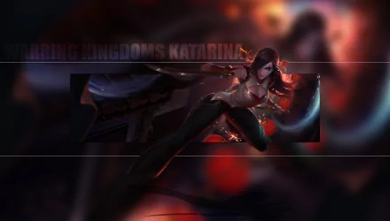 HD desktop wallpaper featuring Katarina from League of Legends in dynamic action, showcasing vivid colors and intense energy from the video game.