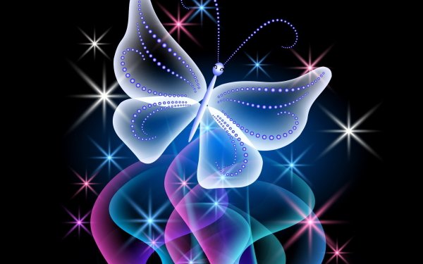 Artistic Butterfly Blue Pink Sparkles HD Wallpaper | Background Image