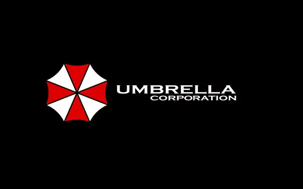 An HD desktop wallpaper featuring the iconic Umbrella Corporation logo from the Resident Evil video game series. Bold design against a black background makes a striking visual impact.