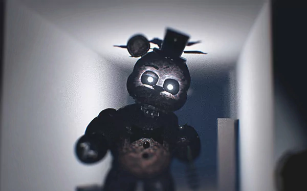 A chilling HD desktop wallpaper featuring Freddy from Five Nights at Freddy's, capturing the eerie atmosphere of The Joy of Creation video game.