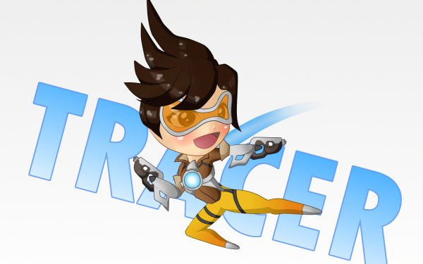 Video Game Overwatch Tracer Chibi HD Wallpaper | Background Image
