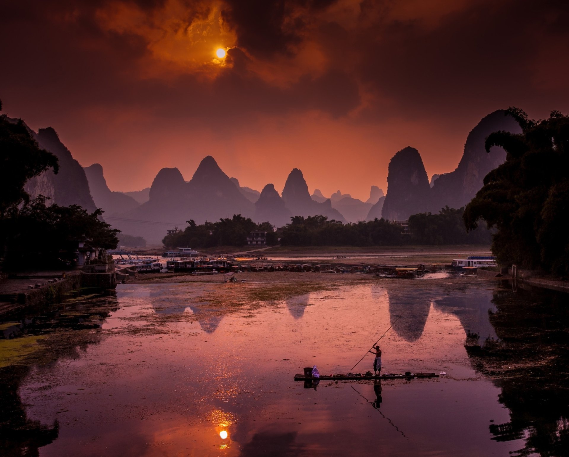 Download Sunset Nanling Mountains Mountain China Li River Photography ...