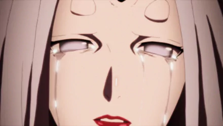 HD desktop wallpaper of Kaguya Ōtsutsuki from the Anime Naruto, displaying an emotional moment with tears streaming down her face.