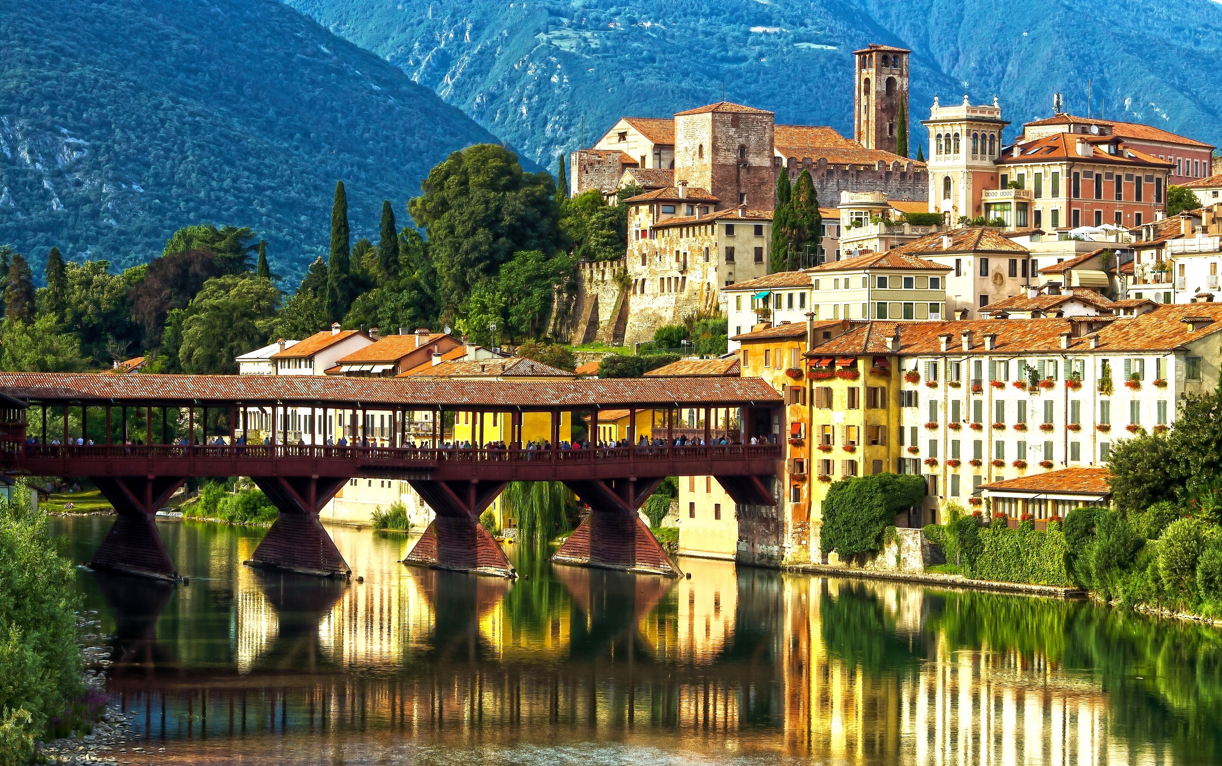 Download Italy Bridge House Man Made Village 4k Ultra HD Wallpaper