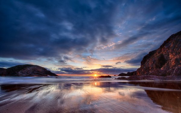 Nature Beach Ocean Sea Sunset Horizon HD Wallpaper | Background Image