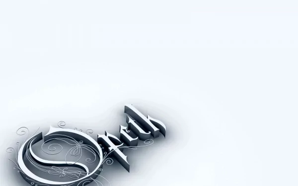 HD PC desktop wallpaper featuring a sleek, stylized 3D Opeth logo with subtle musical and decorative swirls on a clean, light background.