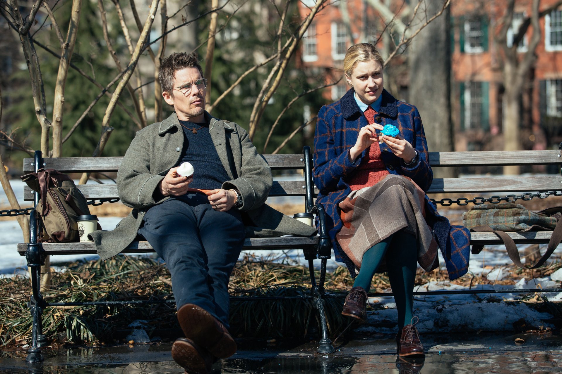 Download Ethan Hawke Greta Gerwig Movie Maggie's Plan 4k Ultra HD Wallpaper