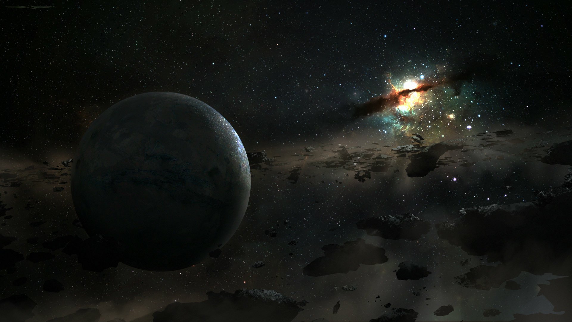 Download Asteroid Star Space Sci Fi Planet HD Wallpaper by John Grello