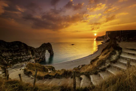  Durdle Door in Dorset, England at Sunset