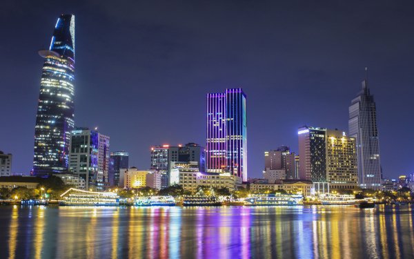 Man Made Ho Chi Minh City Cities Vietnam City Night Light HD Wallpaper | Background Image