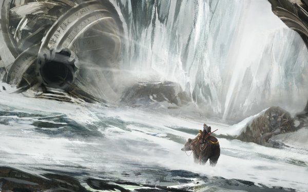 Fantasy Warrior Bear Winter Cave HD Wallpaper | Background Image
