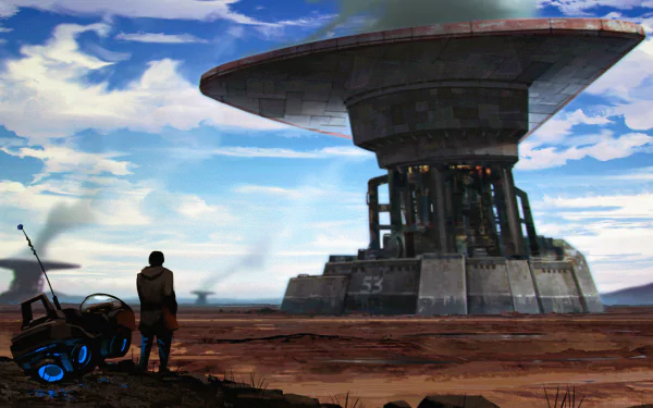vehicle antenna landscape Sci Fi building HD Desktop Wallpaper | Background Image