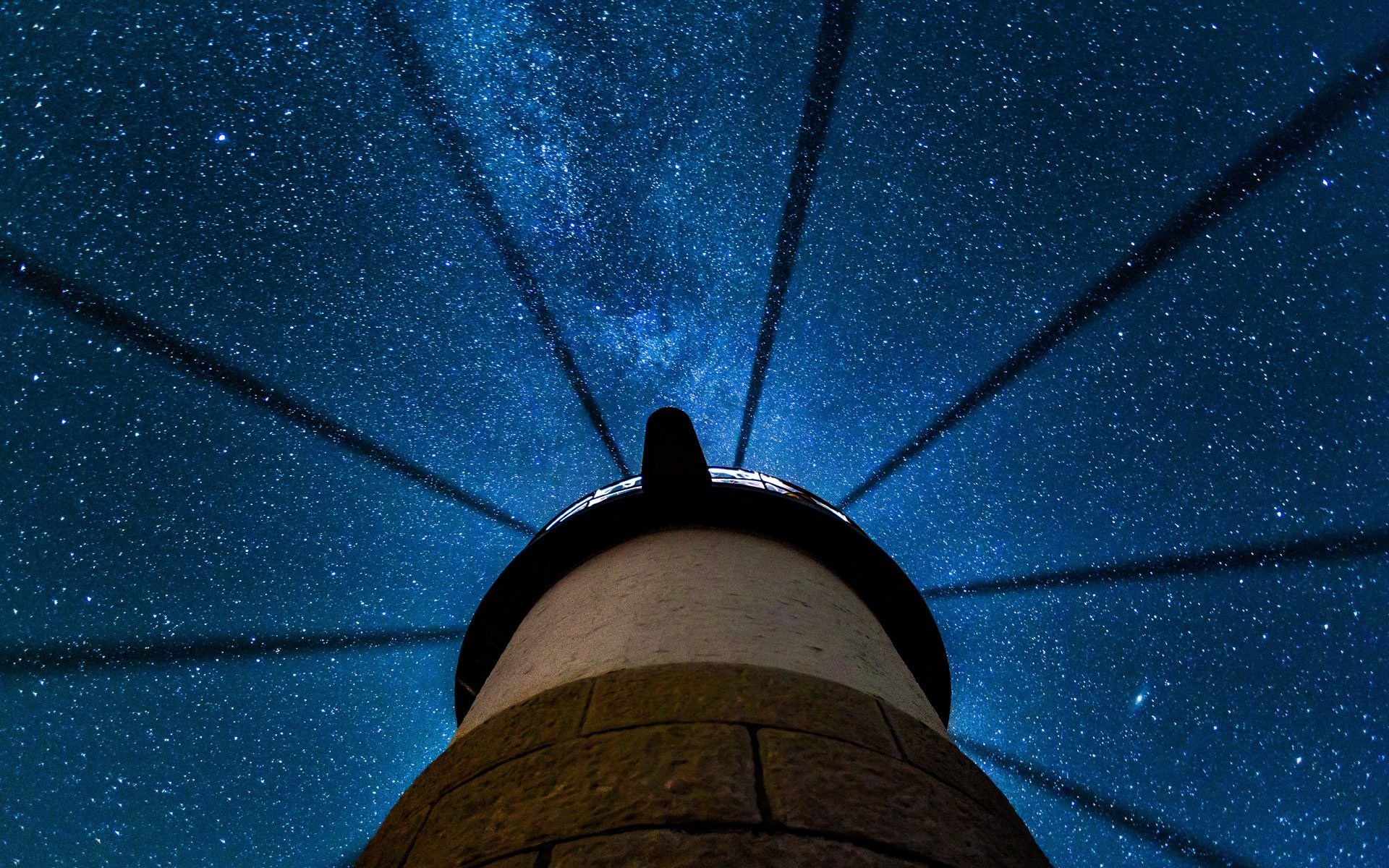 Download Starry Sky Star Light Night Sky Man Made Lighthouse HD Wallpaper