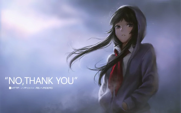 A HD desktop wallpaper featuring Mio Akiyama from the anime K-ON!, capturing her with flowing hair and a contemplative expression against a moody background.