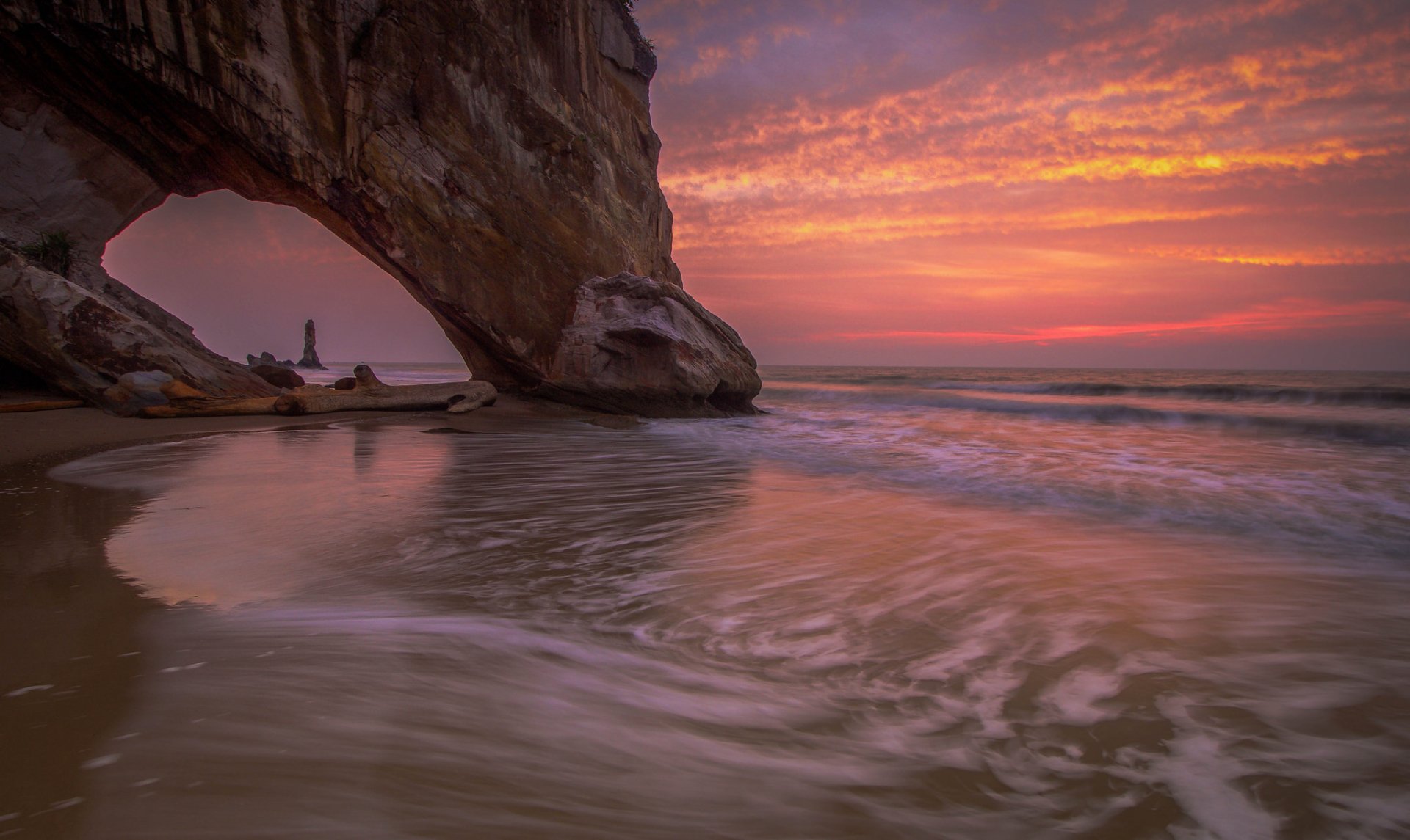 Download Horizon Sunset Sea Ocean Arch Nature Beach HD Wallpaper ...