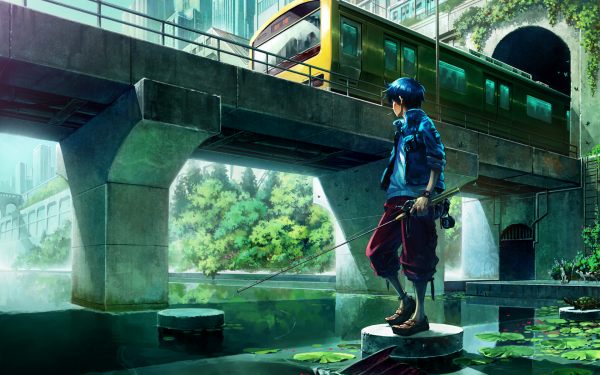 Anime Boy Train Fishing HD Wallpaper | Background Image